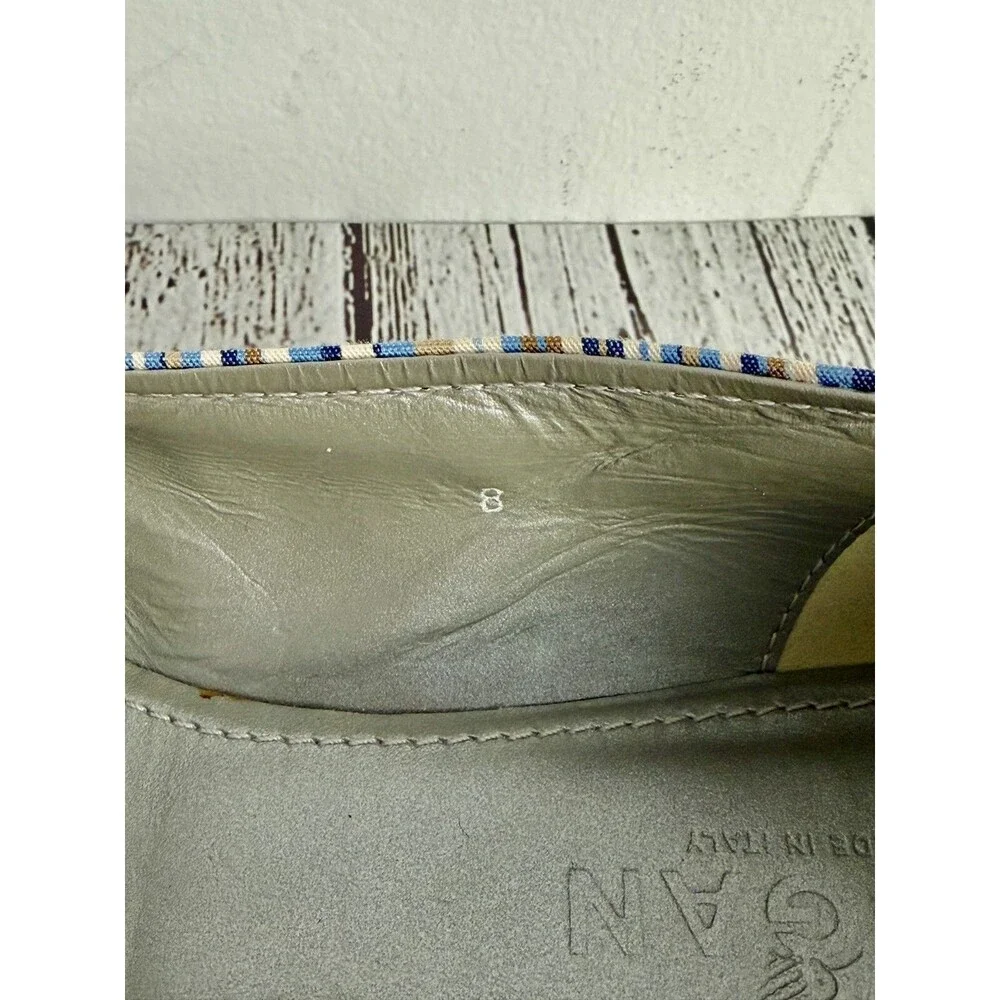 Hogan Women’s Ballet Flats, Size 8,‎ Navy Blue Striped, Silver Hardware, Preppy
